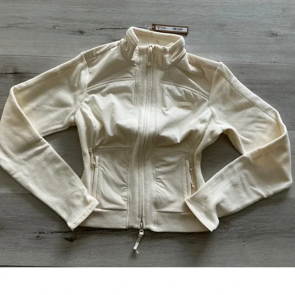 SKIMS Fleece Lounge Fitted Jacket Ecru XS New With Tags - Picture 8 of 8